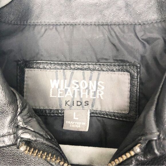 WILSONS LEATHER | Kids Black Leather Zip Front Jacket Youth Size Large - Picture 6 of 10